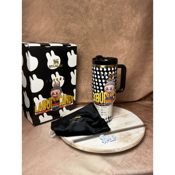 Stanley x Labubu Candy Monsters Tumbler 40oz Black White NWT with Box - Picture 1 of 9